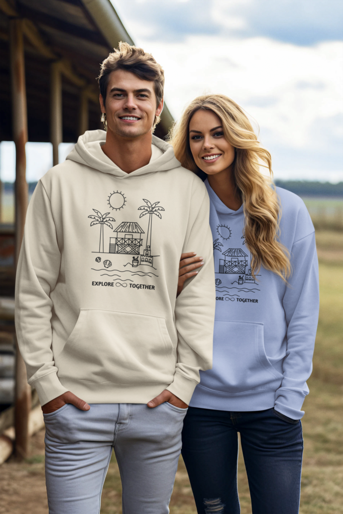 Graphic Apparel
Couple wearing Fetch The Swell coastal graphic hoodie and sweatshirt