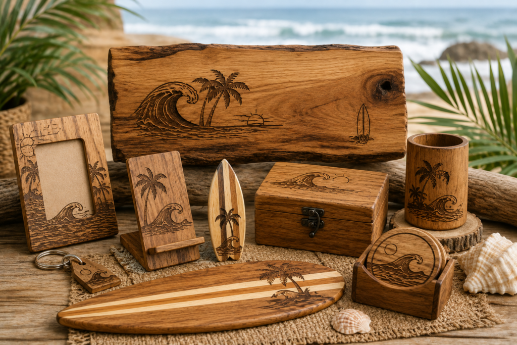 wood laser engraving, laser, decorations, beach gifts